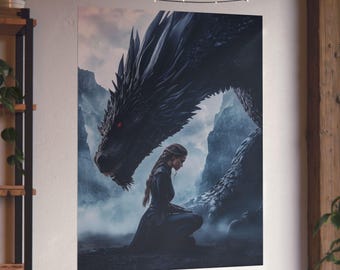 Impression d'art de la quatrième aile : Violete Sorenghail & Dragon - Cadeau pour amateur de livres fantastiques