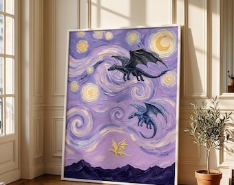 fourth wing poster, Tairn Andarna Dragon Art Print, Fantasy Wall Art (Digital Download)