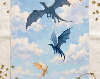 Fourth Wing Tairn Andarna Dragon Art Print, Fantasy Wall Art (Digital Download)