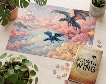 Fourth Wing Puzzle | Dragon Rider Jigsaw Puzzle 500 1000 Piece in Tin | Romantasy Gift for Her | Rebecca Yarros Bookish Gift for Book Lover
