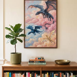 Fourth Wing, Tairn Andarna Dragon Art Print, Fantasy Wall Art image 2