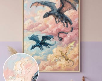 Quarta Asa, Impressão de Arte do Dragão Tairn Andarna, Arte de Parede Fantástica (Download Digital)