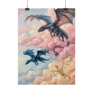 Fourth Wing, Tairn Andarna Dragon Art Print, Fantasy Wall Art image 4