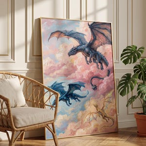 Fourth Wing, Tairn Andarna Dragon Art Print, Fantasy Wall Art image 3