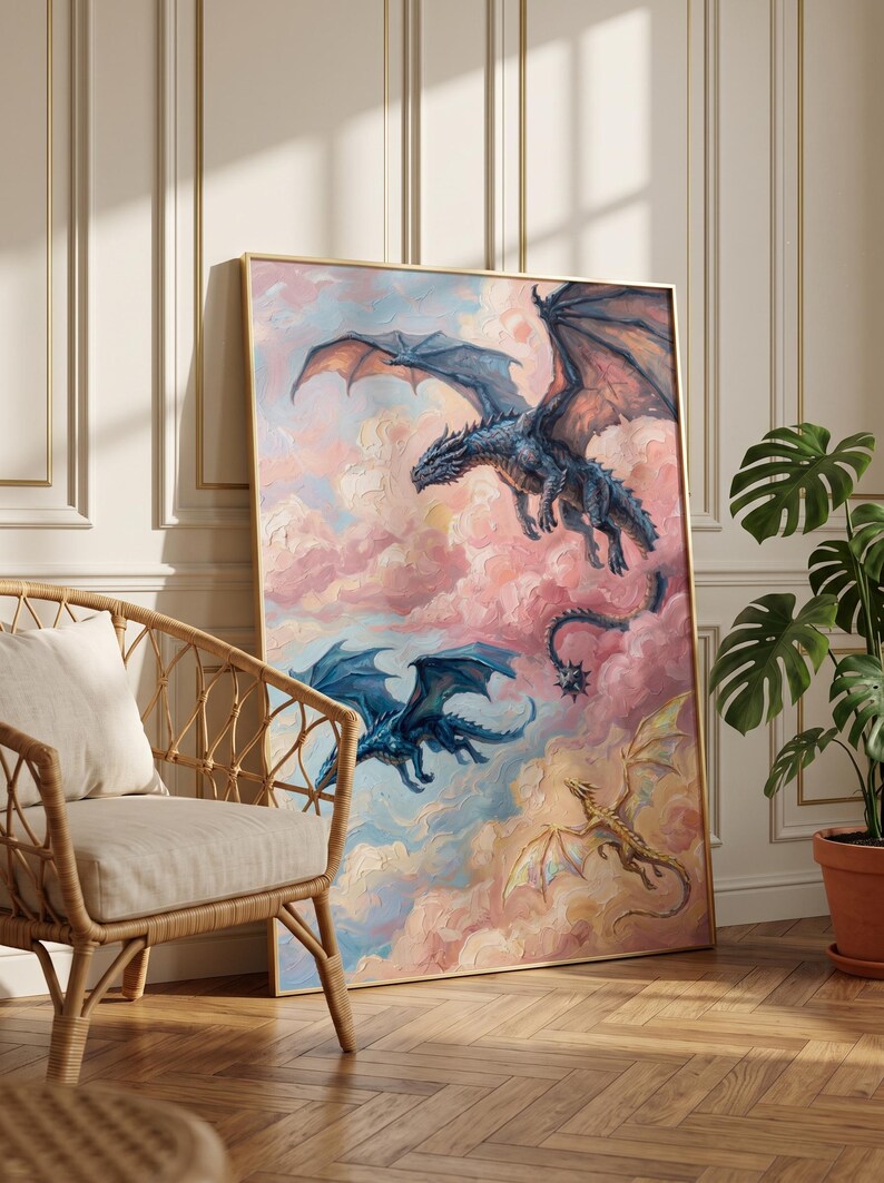 Fourth Wing, Tairn Andarna Dragon Art Print, Fantasy Wall Art image 3