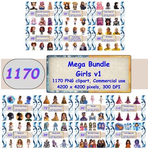 Mega Bundle Girls / Women / Watercolor Clipart Bundle PNG Archivos digitales / Uso comercial / Png transparente, vv