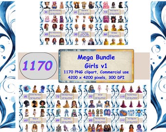 Watercolor Girls Clipart Diverse Women PNG Digital Female Character Portrait Graphics