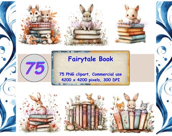 Märchen Buch Clipart Aquarell Storybook PNG Magische Lese Grafik Fantasy Bundle