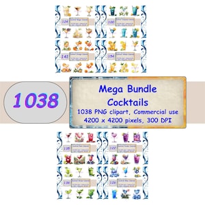 Mega Bundle WATERCOLOR COCKTAIL CLIPART - Cocktail Clipart Bundle, Summer Cocktail Clipart, Cocktail Party Clipart, Digital Clip Art, vv