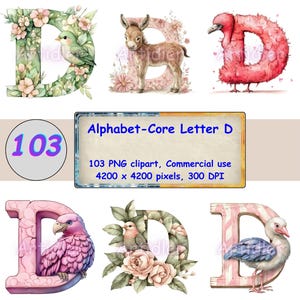 Cute Animals Alphabet Core Letter D | Clipart Bundle | Nursery Clipart | Animal ABC | Nursery Decoration | Classroom Decor | Printable, vv