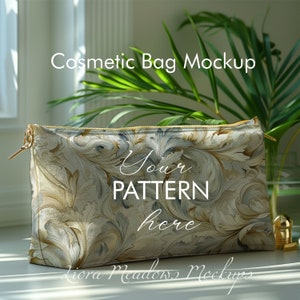 Kosmetiktasche Mockup Stoffmuster Mockup Kosmetiktasche Textil Schaufenster Mockup Stoffvorlage PSD mit Smart Objekt Bearbeitbarer Mockup Stoff