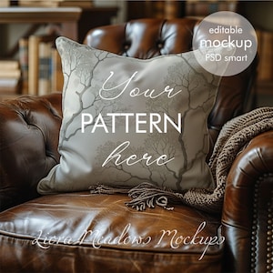 Pillow mockup, PSD with smart object, fabric mockup, editable PSD