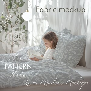 Bedding Mockup for Fabric Pattern Design Display of Textile Pattern Showcase Mockup PSD Smart Object Editable File Fabric Mockup Seamless