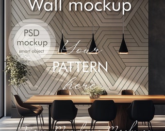 Wallpaper Mockup PSD with Smart Object Mural Mockup Wall Design Interior Mockup Wallpaper Display Editable Mockup Bedroom Mockup