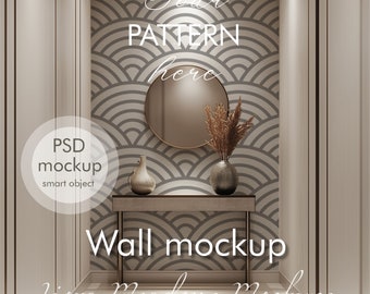 Wallpaper Mockup PSD with Smart Object Mural Mockup Wall Design Interior Mockup Wallpaper Display Editable Mockup Bedroom Mockup