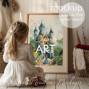 Frame mockup, Kids&#39; room frame, PSD with smart object, poster frame