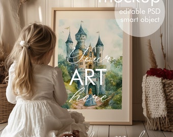 Frame mockup, Kids' room frame, PSD with smart object, poster frame