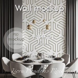 Wallpaper Mockup PSD with Smart Object Mural Mockup Wall Design Interior Mockup Wallpaper Display Editable Mockup Bedroom Mockup