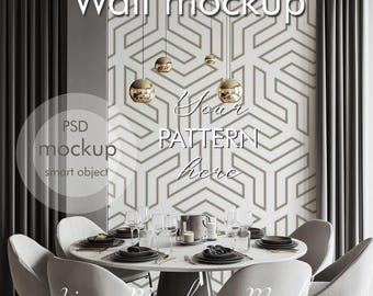 Wallpaper Mockup PSD with Smart Object Mural Mockup Wall Design Interior Mockup Wallpaper Display Editable Mockup Bedroom Mockup
