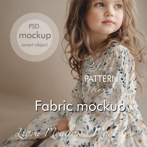 Klänning Mockup PSD med Smart Object Mönstervisning Textil Mönstervisning Tyg Mockup Smart Object Redigerbart Tyg Flickbarnkläder