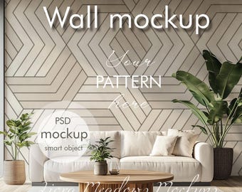 Wallpaper Mockup PSD with Smart Object Mural Mockup Wall Design Interior Mockup Wallpaper Display Editable Mockup Bedroom Mockup