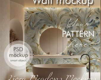 Wallpaper Mockup PSD with Smart Object Mural Mockup Wall Design Interior Mockup Wallpaper Display Editable Mockup Bedroom Mockup
