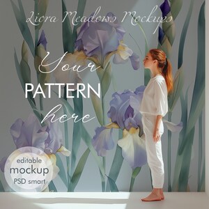 Wall Mural Mockup Wallpaper Design Pattern Display Interior Mockup Wall Wallpaper Display Mockup Wall Design Seamless Pattern Showcase