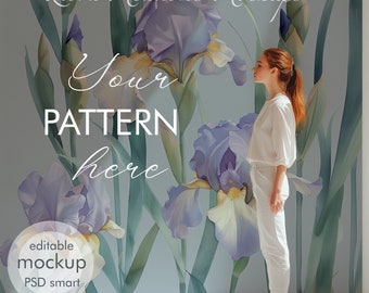 Wall Mural Mockup Wallpaper Design Pattern Display Interior Mockup Wall Wallpaper Display Mockup Wall Design Seamless Pattern Showcase