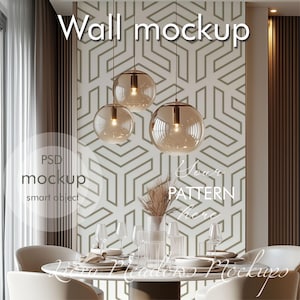 Wallpaper Mockup PSD with Smart Object Mural Mockup Wall Design Interior Mockup Wallpaper Display Editable Mockup Bedroom Mockup