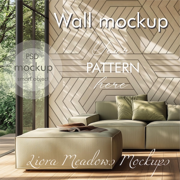 Wallpaper Mockup PSD with Smart Object Mural Mockup Wall Design Interior Mockup Wallpaper Display Editable Mockup Bedroom Mockup