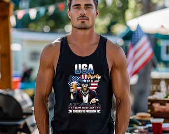 USA Party Tank Top, Independence Day Beer Drinker Graphic Tee