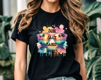 Sun Salt Sand Vibes Beach Shirt, Summer Vacation Graphic Tee