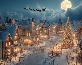 Scegli un puzzle natalizio di Tale-Town, un gioco o un regalo per le vacanze per adulti e famiglie, scena di città innevata