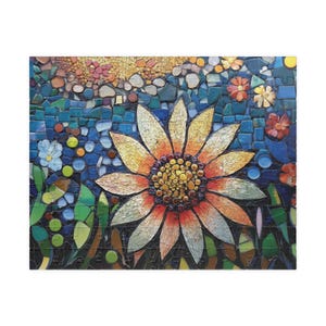 Floral Mosaic jigsaw Puzzle, Relaxing Activity, Gift for Flower Lovers, Home Decoration, Creative Family Fun, Mindfulness, challenge