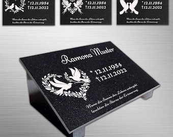 Urn gravestone Gravestone Large selection of motifs Granite with engraving with and without supports Grave decoration Gravestone Inscription Reclining stone N40-N52