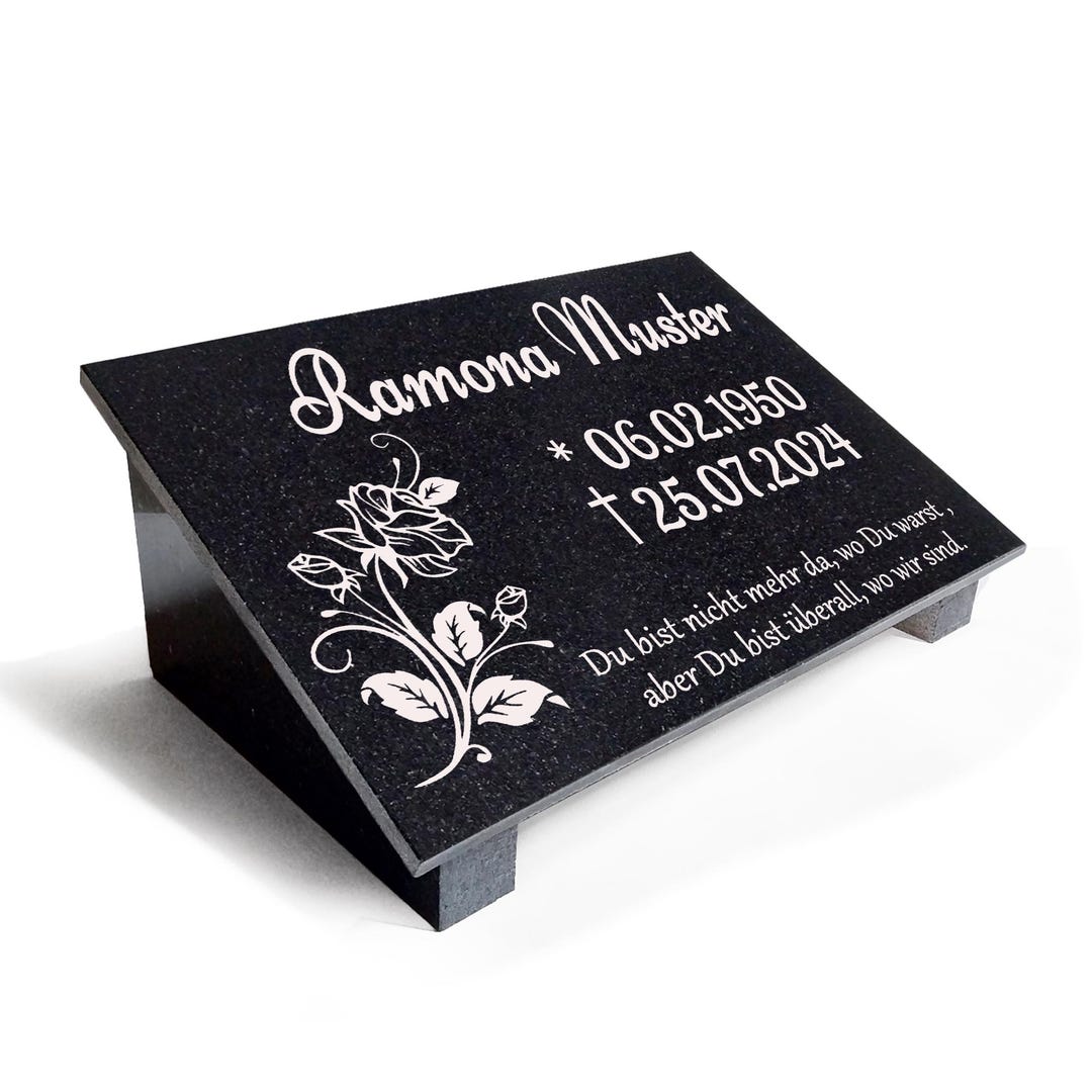Granite Gravestone/grave Marker With Polished Granite, Double Supports ...