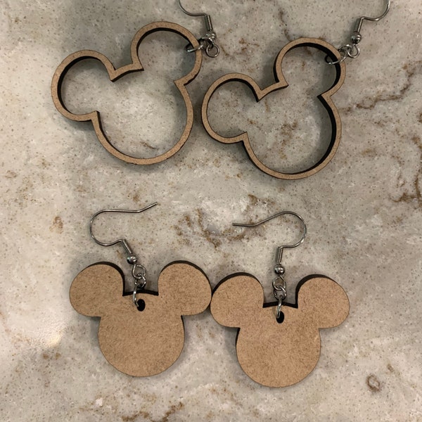 4 Mickey & Minnie earrings and 2 keychain files - SVG FILE ONLY - Instant Download