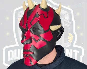 Red Black Horned Warrior Helmet – Full Colour Fantasy Cosplay Mask