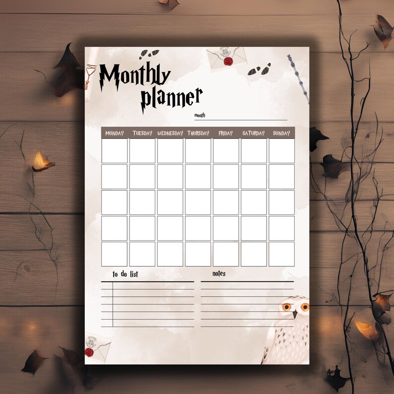 Potter Planner Printables, Printable Wizard Daily Planner, Harry Potter ...
