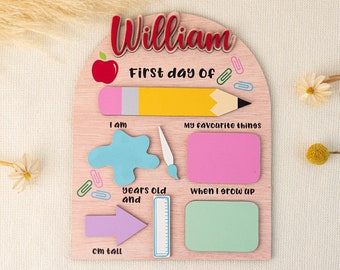 Personalisiertes Schild für den ersten und letzten Schultag, Schulfoto-Requisiten, Schulfoto-Requisiten, Schulanfangschild