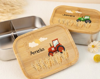 Lancheira infantil personalizada com seu nome, lancheira trator presente para menino, presente de volta às aulas, lancheira, presente de aniversário, presente para crianças