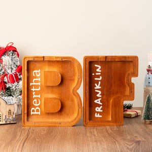Regalos personalizados para niños, alcancía de madera con nombre, alcancía con inicial, alcancía con letras, decoración de habitación infantil, regalo único de Navidad para niños