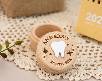 Caja de hada de los dientes personalizada, recuerdo del primer diente, regalo para bebé recién nacido, caja de madera para dientes, regalo para mamá primeriza, regalo de bautizo, caja para dientes de bebé