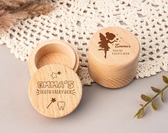 Personalised Tooth Fairy Box, First Tooth Keepsake, New Baby Gift, Wood Tooth Box, New Mom Gift, Christening Gift,Baby Teeth Box