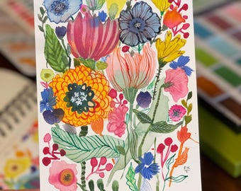 Original Watercolor Floral Painting