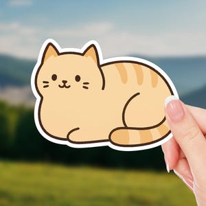 Cat Loaf Sticker – Cute Chubby Cat Vinyl Decal for Laptop, Journal, or Water Bottle