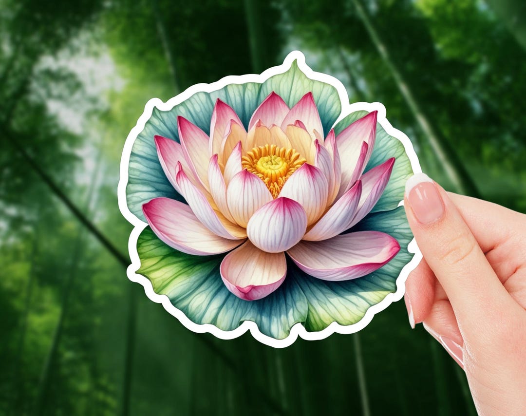 Lotus Flower Sticker | Boho Floral Decal | Yoga Water Lily Art - Etsy