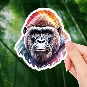 Gorilla Sticker | Animal Vinyl Decal | Jungle Gorilla Art for Laptops, Water Bottles, and Notebooks