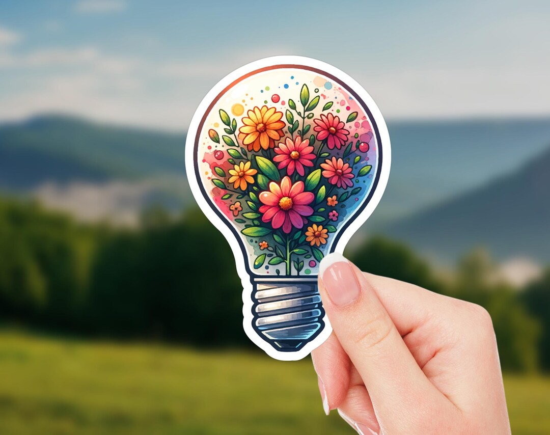 Floavour Poster Sticker Floral Bulb Sticker: Cute Blooming Flower Decal for Water Bottles ...