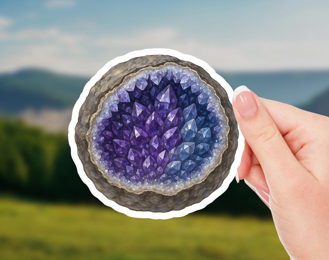 Geode Sticker Amethyst Geode Sticker – Purple and Blue Crystal Slice, Gemstone ...